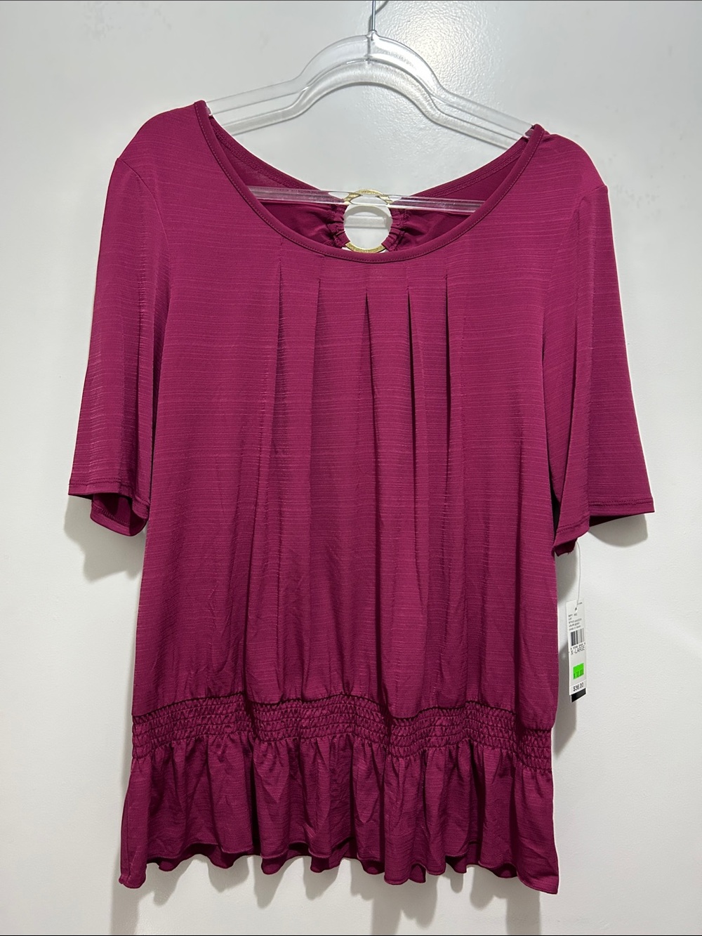 Alyx Women's Magenta Short Sleeve Ruffle Hem Top Size XL